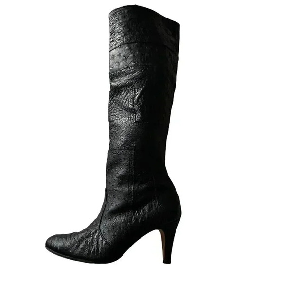 vintage black leather knee high boots women's size 8 high quality - Picture 1 of 16